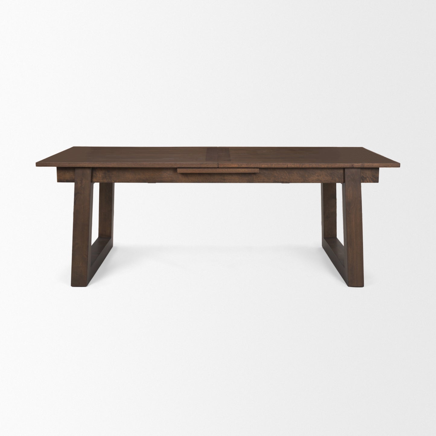 106" Dark Brown Solid Wood Self-Storing Leaf Sled Base Extendable Dining Table