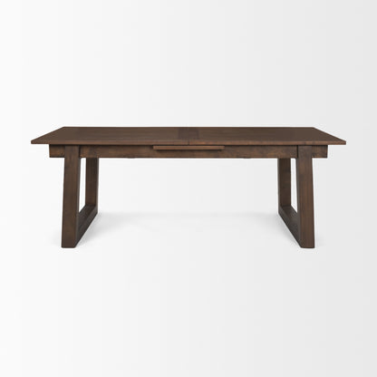 106" Dark Brown Solid Wood Self-Storing Leaf Sled Base Extendable Dining Table