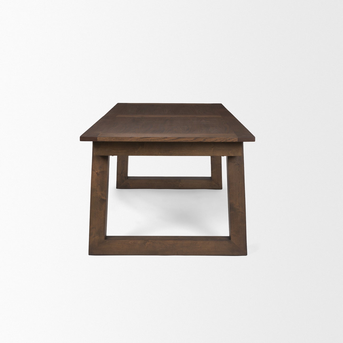 106" Dark Brown Solid Wood Self-Storing Leaf Sled Base Extendable Dining Table