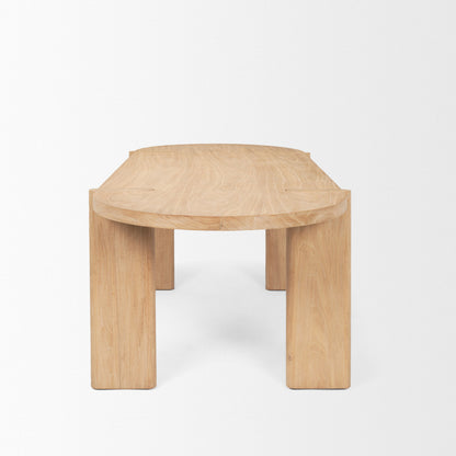 91" Light Brown Wood Oval Dining Table