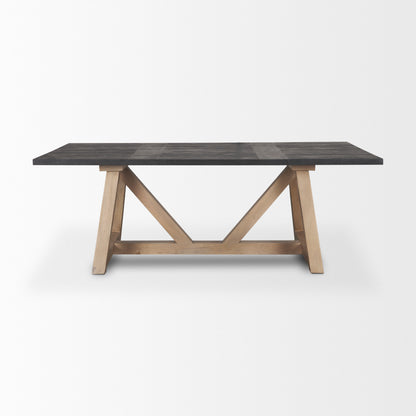 84" Black and Brown Solid Wood Trestle Base Dining Table