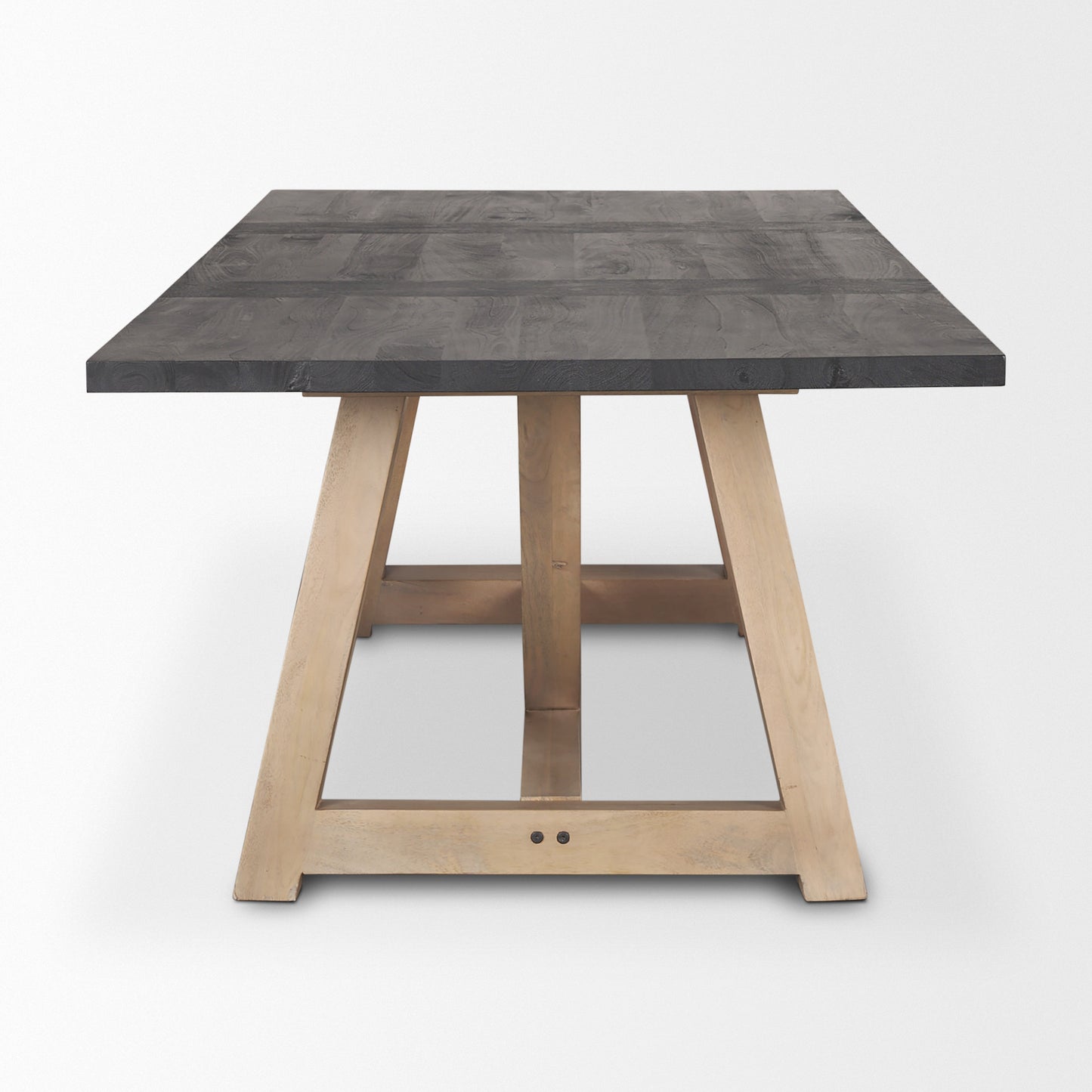 84" Black and Brown Solid Wood Trestle Base Dining Table