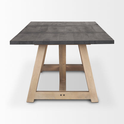 84" Black and Brown Solid Wood Trestle Base Dining Table
