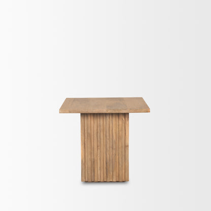 22" Brown Solid Wood Square Block End Table
