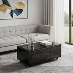 18" Black Synthetic Laminate And Reclaimed Wood End Table With Two Drawers And USB Port