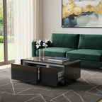 18" Black Synthetic Laminate And Reclaimed Wood End Table With Two Drawers And USB Port