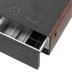 18" Brown And Black Synthetic Laminate And Reclaimed Wood End Table With Two Drawers And USB Port