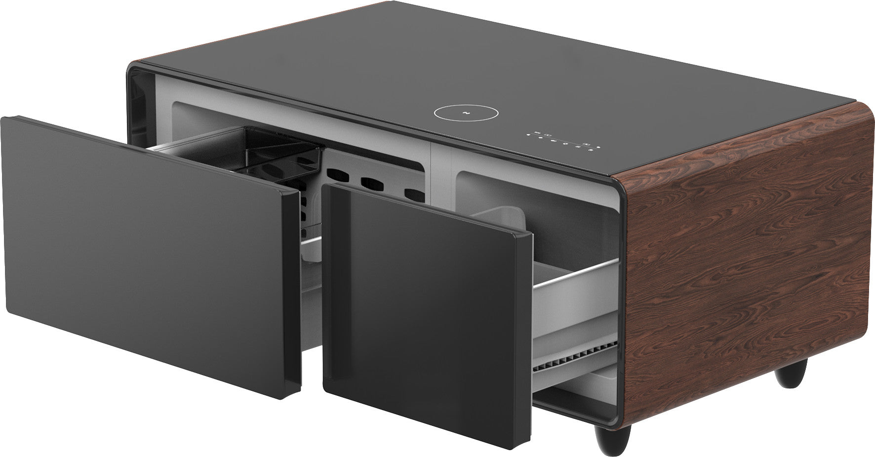 18" Brown And Black Synthetic Laminate And Reclaimed Wood End Table With Two Drawers And USB Port