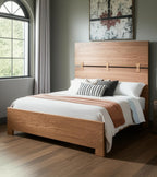 Brown Live Edge Bow Joint Solid Wood Queen Bed Frame