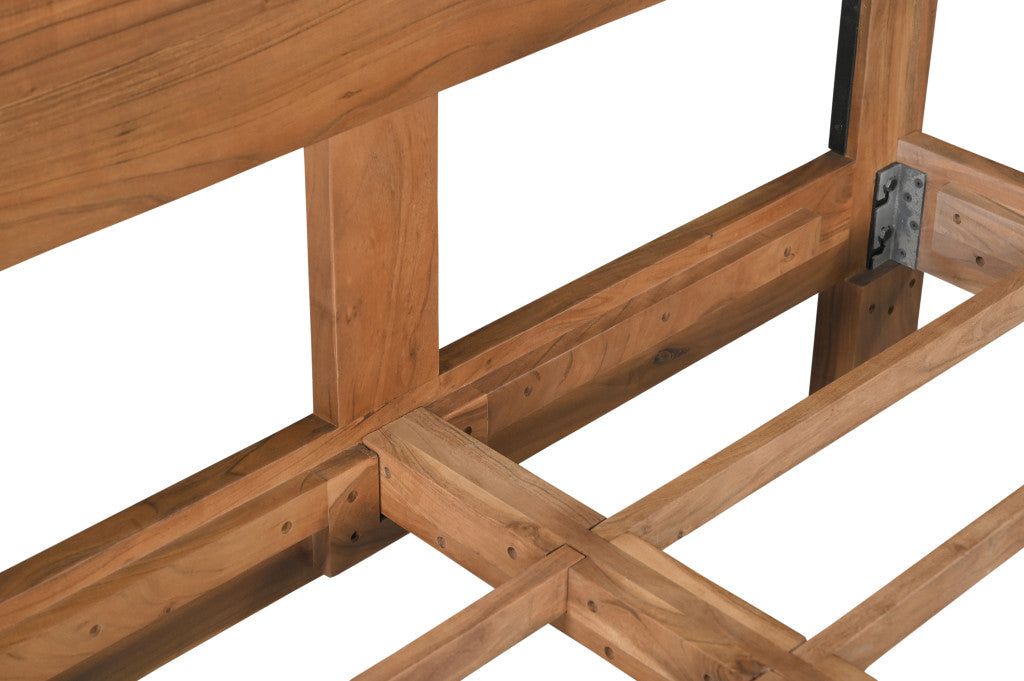 Brown Live Edge Bow Joint Solid Wood Queen Bed Frame