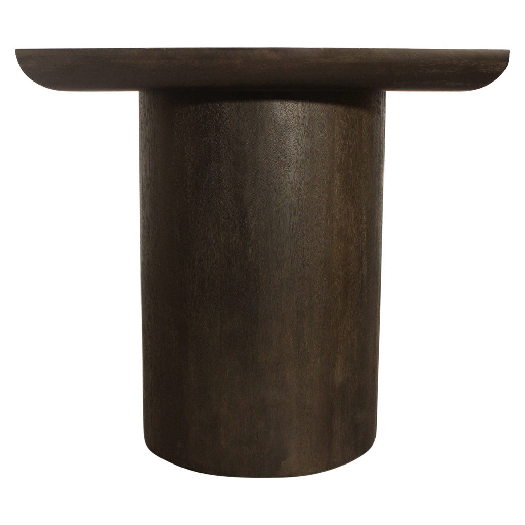 24" Dark Brown Distressed Solid Wood Square Pedestal End Table