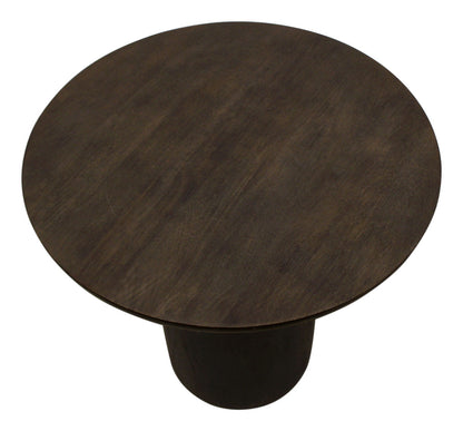 24" Dark Brown Distressed Solid Wood Round Pedestal End Table
