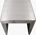 24" Silver Aluminum and Solid Wood Square Sled End Table