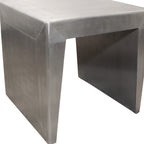 24" Silver Aluminum and Solid Wood Square Sled End Table