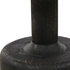 21" White and Black Distressed Marble and Solid Wood Round Pedestal End Table