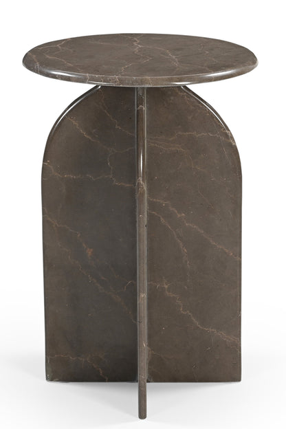 24" Brown Marble Round Pedestal End Table