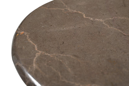 24" Brown Marble Round Pedestal End Table