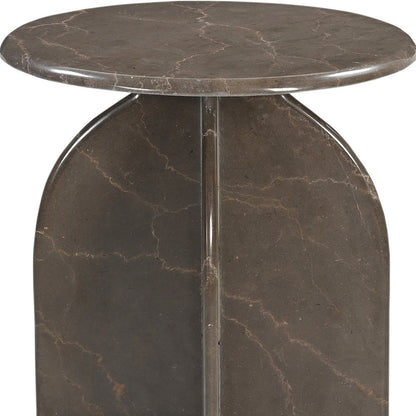 24" Brown Marble Round Pedestal End Table