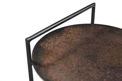 22" Copper Iron Round End Table With Shelf