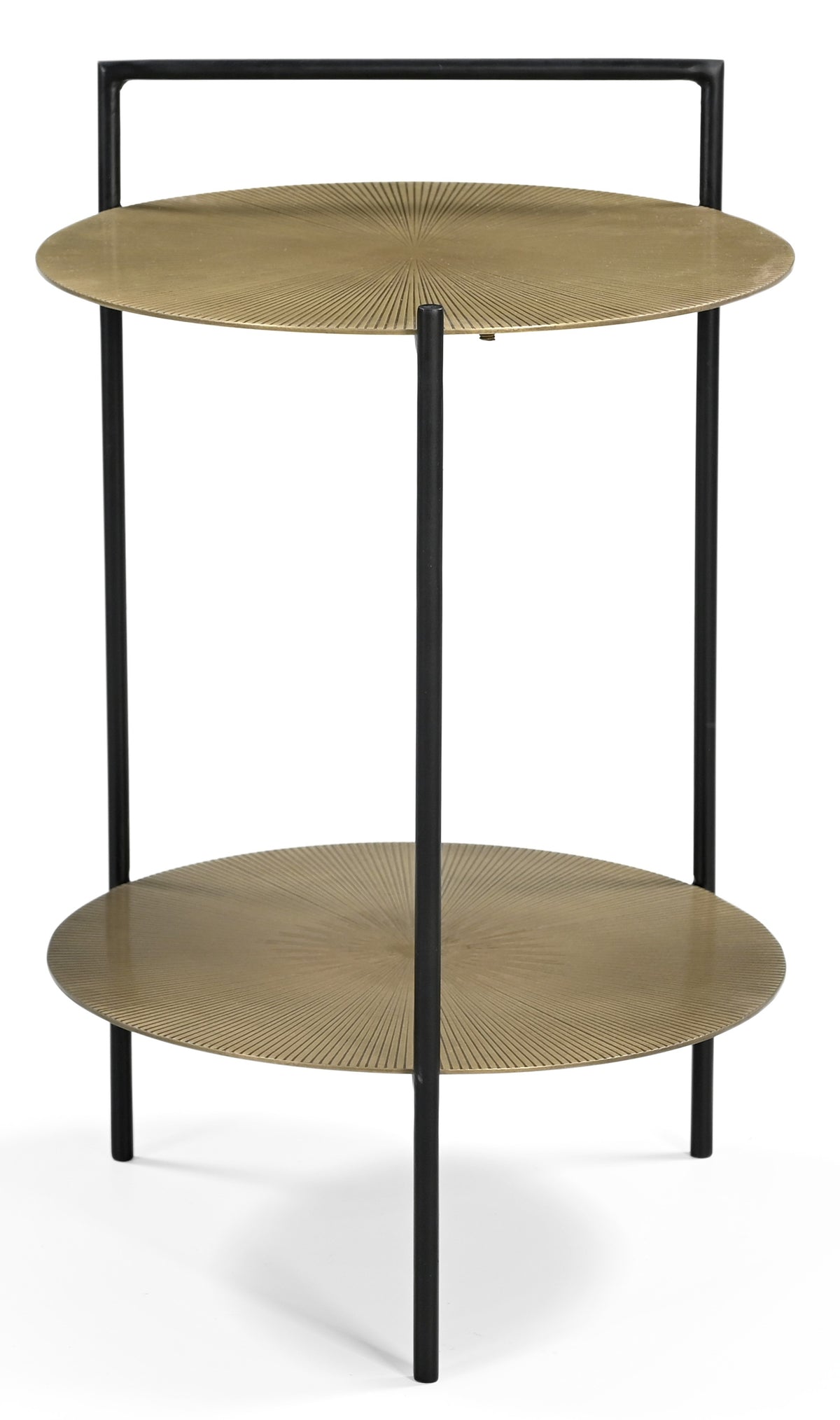 22" Brass Iron Round End Table With Shelf