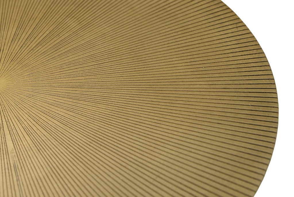 23" Brass And Black Iron Round Pedestal End Table