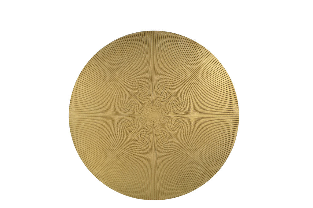 23" Brass And Black Iron Round Pedestal End Table
