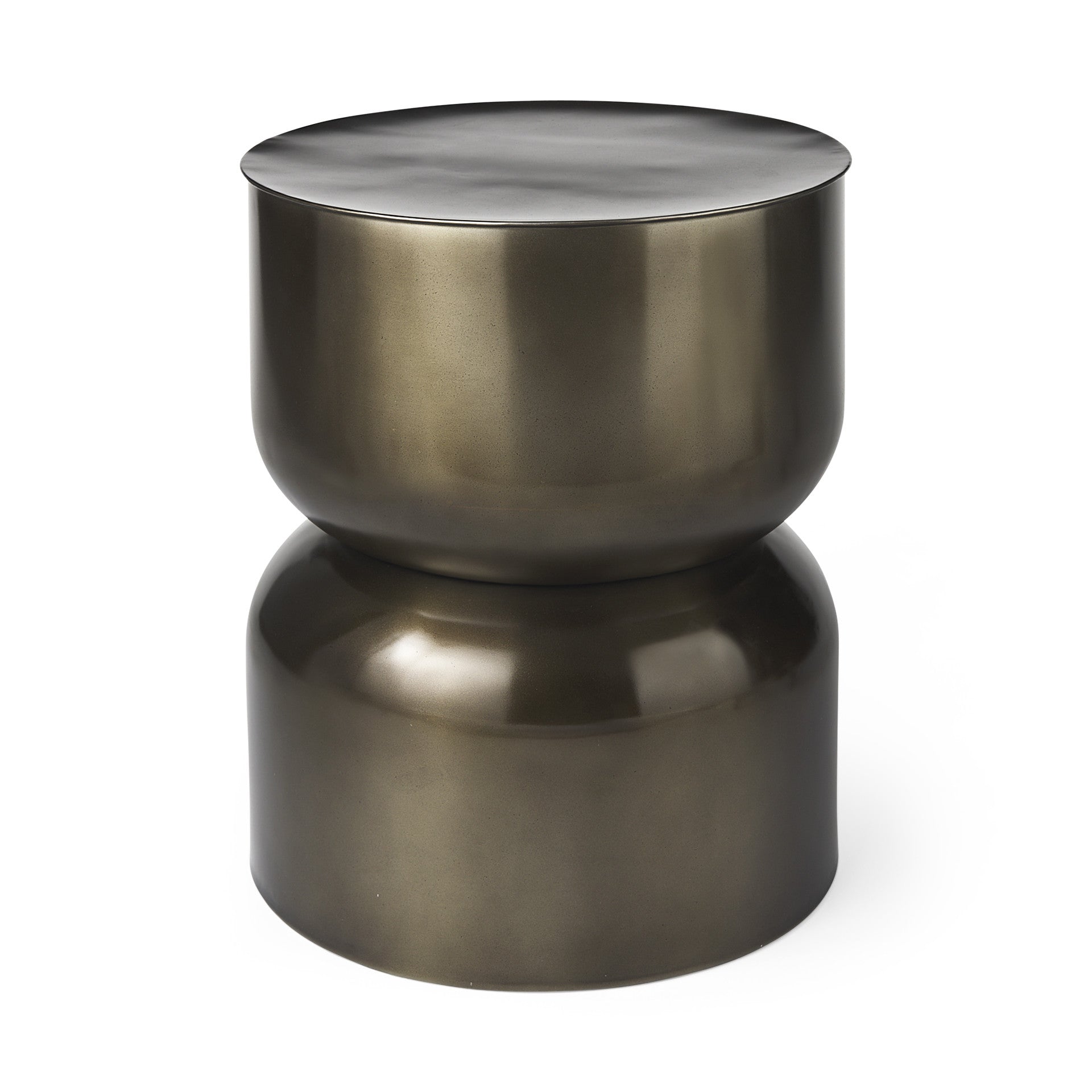 20" Gold Iron Round Pedestal End Table