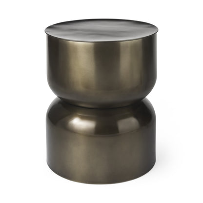 20" Gold Iron Round Pedestal End Table
