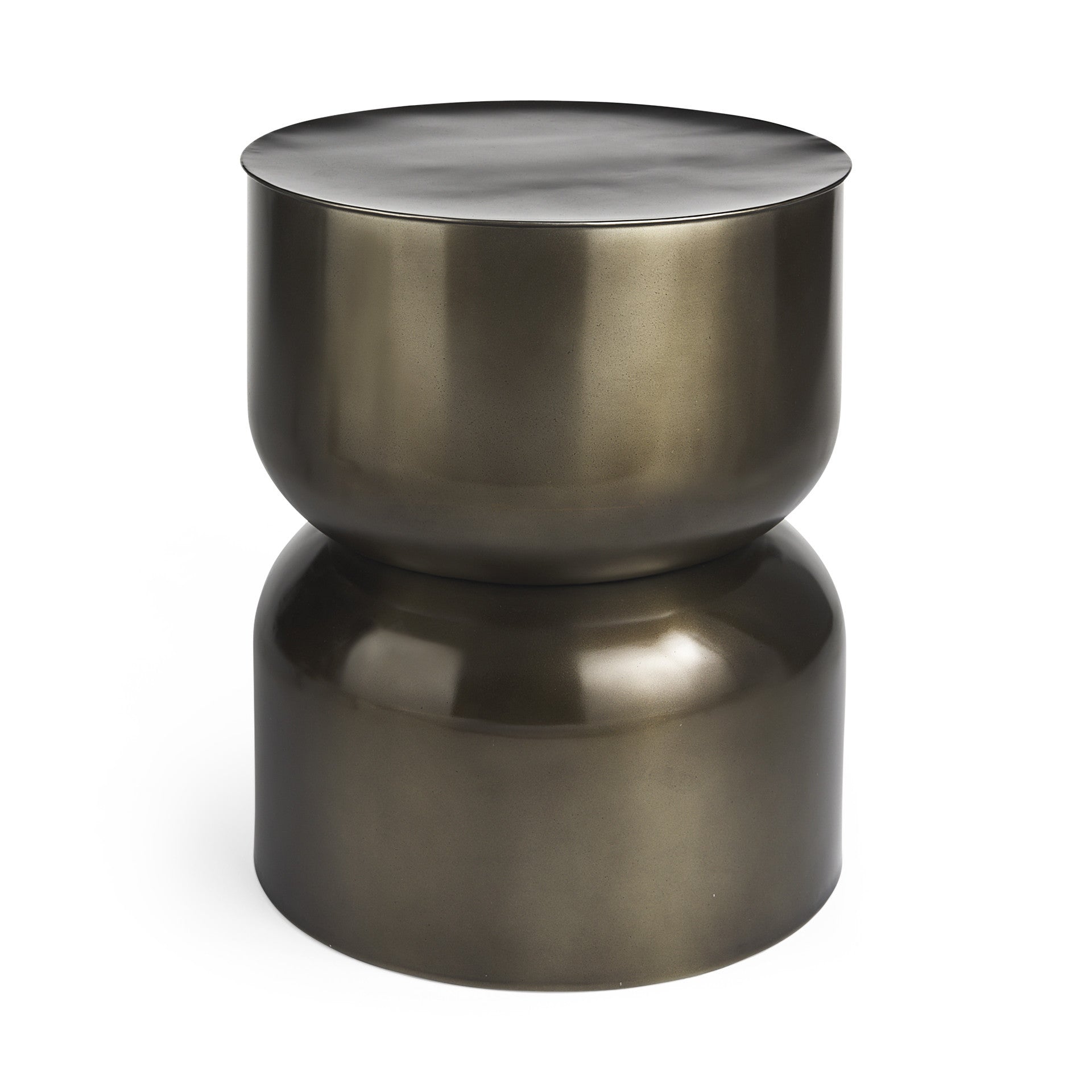 20" Gold Iron Round Pedestal End Table