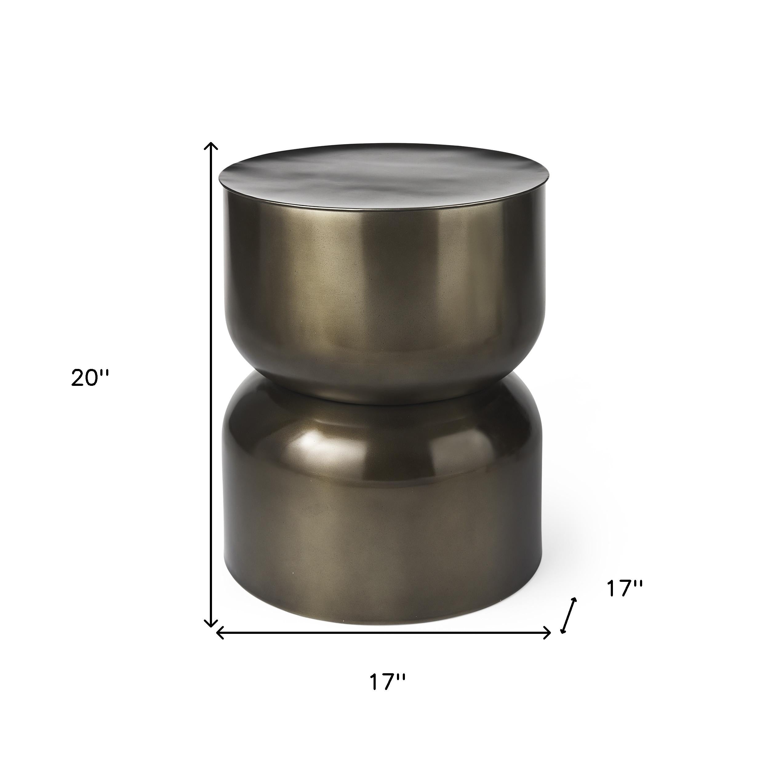 20" Gold Iron Round Pedestal End Table