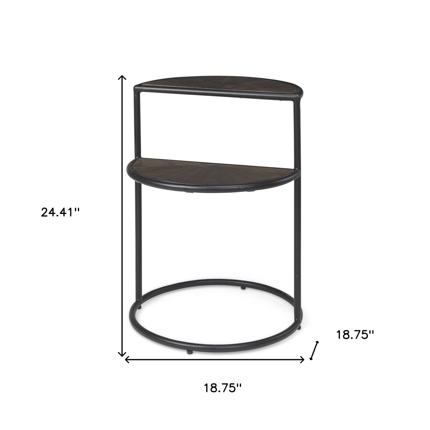 19" Espresso and Black Solid Wood and Metal