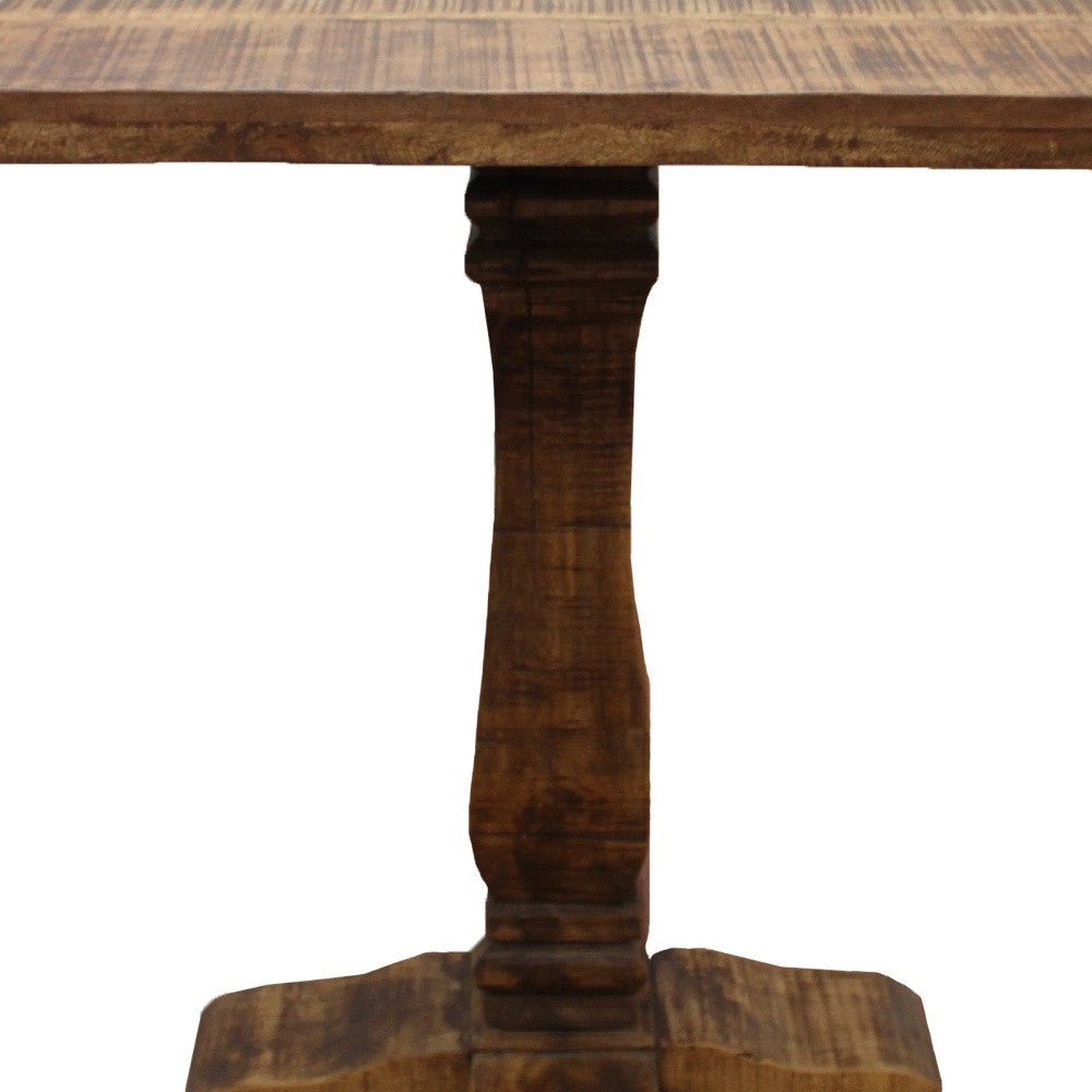 36" Brown Solid Wood Square Pedestal Bar Table