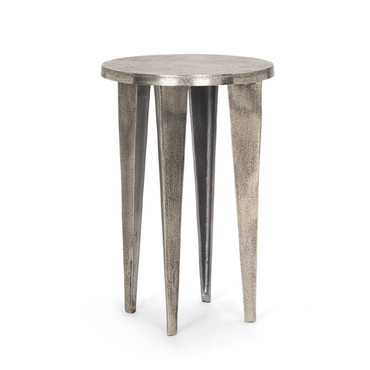 14" Silver Iron and Metal Tray Table