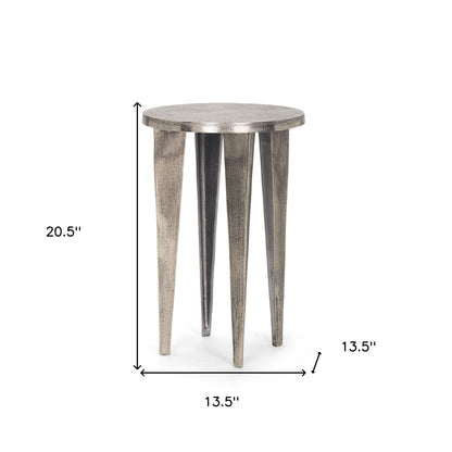 14" Silver Iron and Metal Tray Table