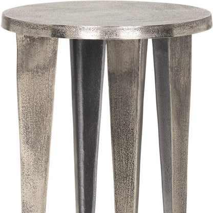 14" Silver Iron and Metal Tray Table
