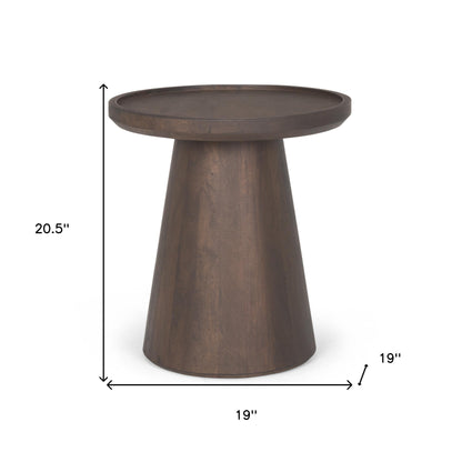 19" Brown Solid Wood and Wood