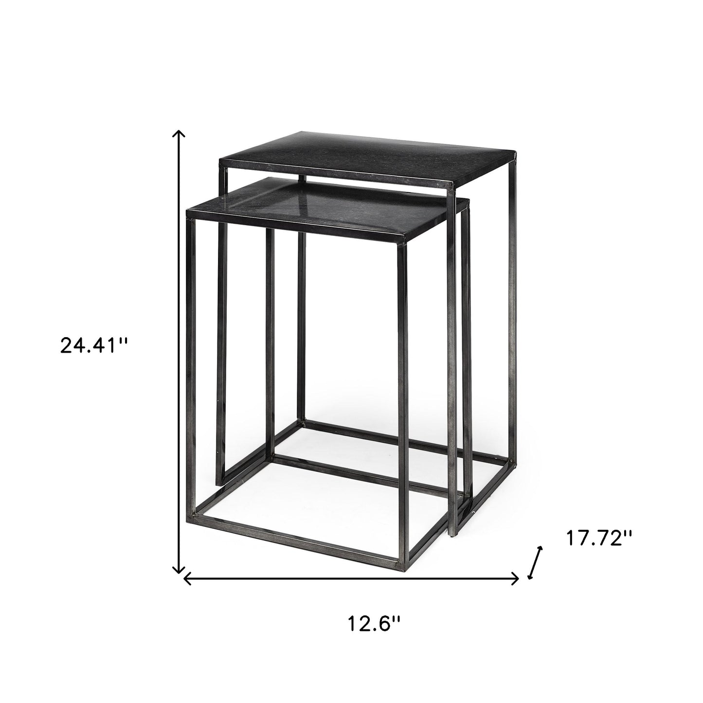 Set of Two 13" Black Iron and Metal Tray Tables