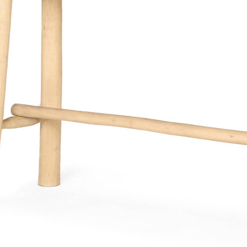 66" Light Brown Solid Wood Trestle Console Table