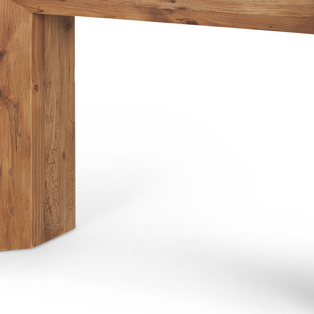 47" Black and Brown Solid Wood Pedestal Console Table