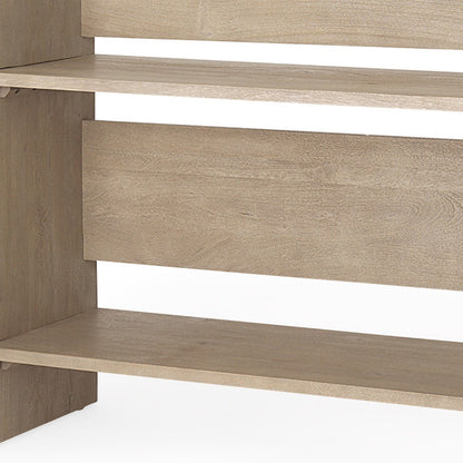 76" Light Gray Solid Wood Distressed Solid Console Table With Shelf