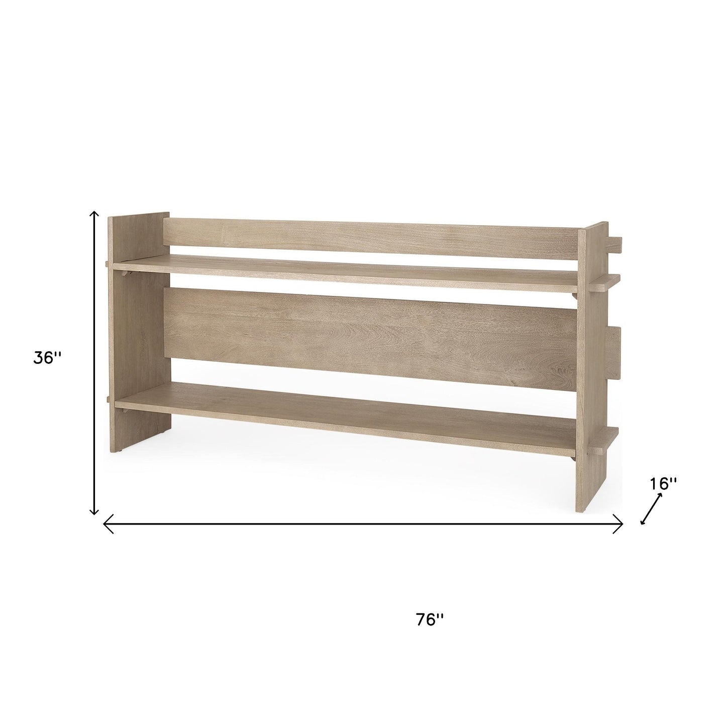 76" Light Gray Solid Wood Distressed Solid Console Table With Shelf