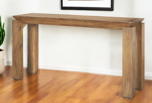 60" Brown Solid Wood Console Table