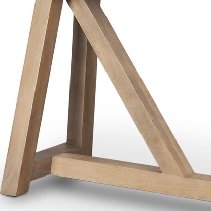 70" Black and Brown Solid Wood Trestle Console Table