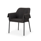 Gray and Black Upholstered Fabric Dining Arm Chair