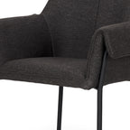 Gray and Black Upholstered Fabric Dining Arm Chair
