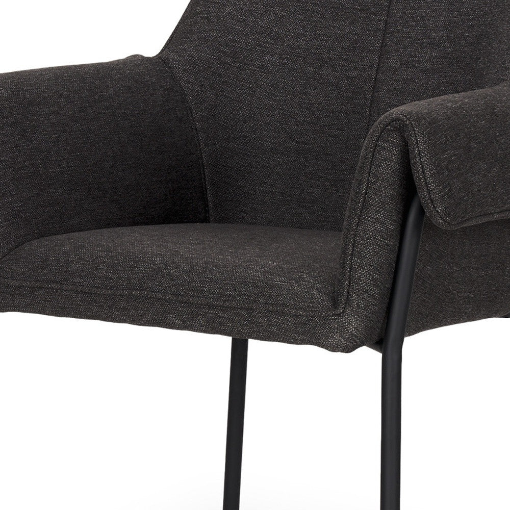 Gray and Black Upholstered Fabric Dining Arm Chair