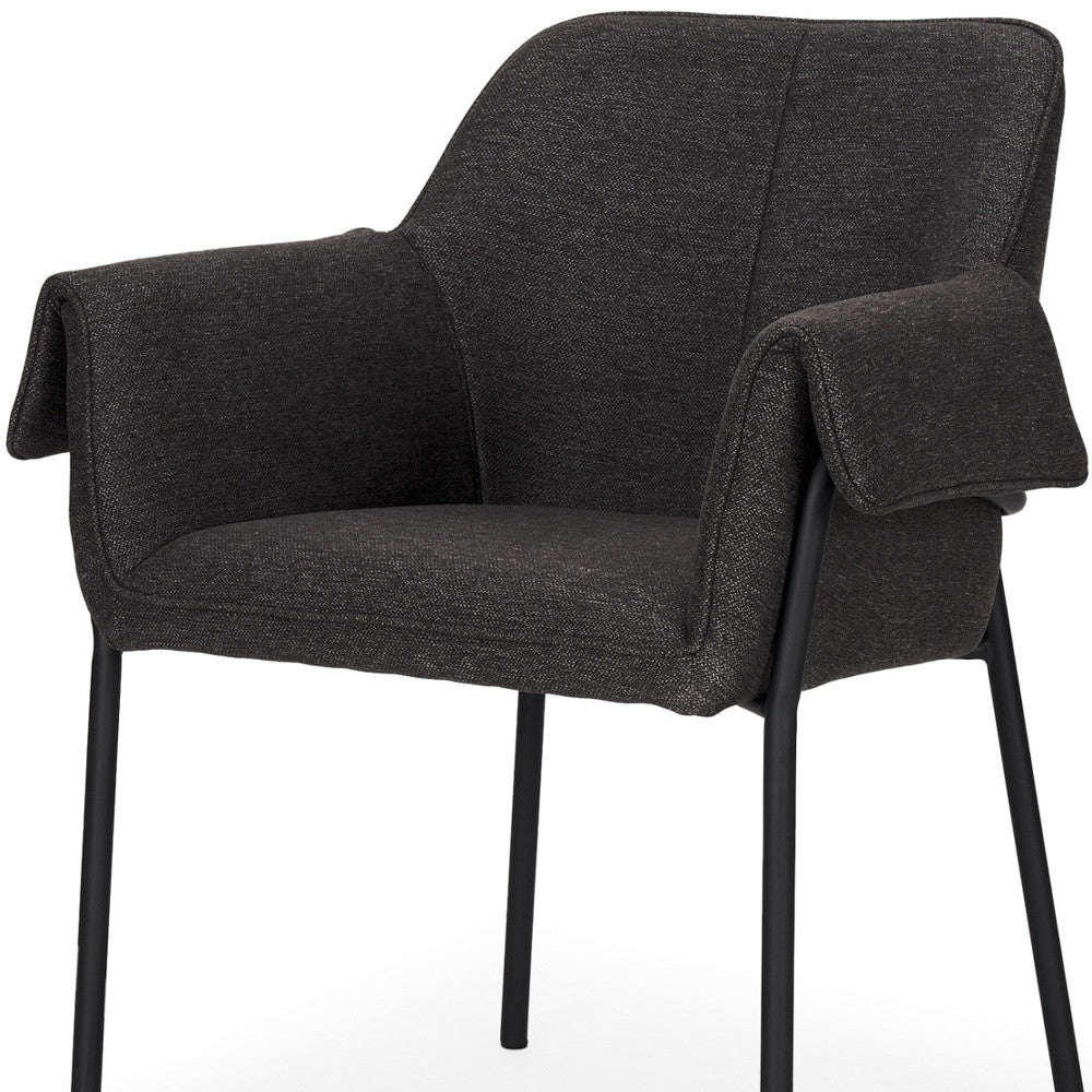 Gray and Black Upholstered Fabric Dining Arm Chair