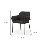 Gray and Black Upholstered Fabric Dining Arm Chair
