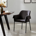 Gray and Black Upholstered Fabric Dining Arm Chair