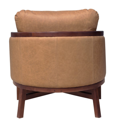 32" Brown Genuine Leather Arm Chair
